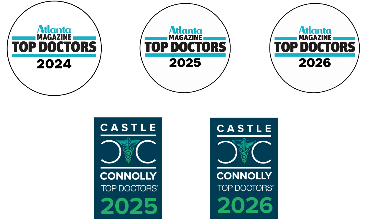 Atlanta Magazine Top Doctors 2024, 2025, 2026 Logos & Castle Connoly Top Doctors 2025, 2026 Logos