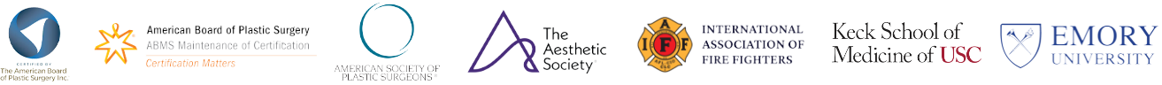 American Board of Plastic Surgery, American Society of Plastic Surgeons, The Aesthetic Society, International Association of Fire Fighters, Keck School of Medicine of USC, and Emory University