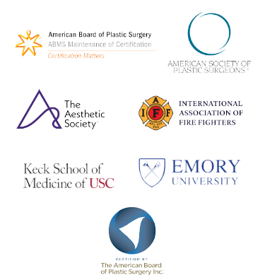 American Board of Plastic Surgery, American Society of Plastic Surgeons, The Aesthetic Society, International Association of Fire Fighters, Keck School of Medicine of USC, and Emory University